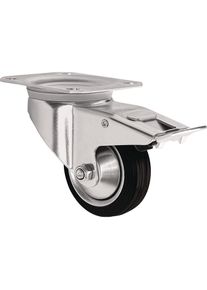 Tecwerk, M&ouml;belrollen, Lenkrolle Rad-&Oslash; 200 mm Tragf&auml;higkeit 205 kg mit Totalfeststeller Vollgummi 135x110mm