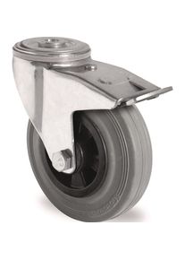 Tecwerk, M&ouml;belrollen, Lenkrolle mit Totalfeststeller Rad-&Oslash; 125 mm Tragf&auml;higkeit 100 kg mit R&uuml;ckenloch Rollenlager Vollg...