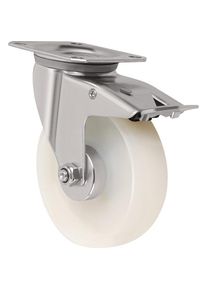Tecwerk, M&ouml;belrollen, Lenkrolle Rad-&Oslash; 80 mm Tragf&auml;higkeit 130 kg mit Totalfeststeller Polyamid 105x80mm