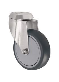Tecwerk, M&ouml;belrollen, Lenkrolle Rad-&Oslash; 50 mm Tragf&auml;higkeit 50 kg mit R&uuml;ckenloch Kugellager Gummi grau