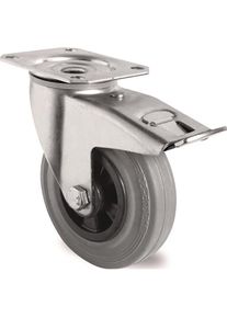 Tecwerk, M&ouml;belrollen, Lenkrolle mit Totalfeststeller Rad-&Oslash; 125 mm Tragf&auml;higkeit 100 kg mit Anschraubplatte Rollenlager...