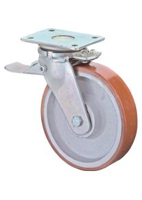 BS Rollen, M&ouml;belrollen, Schwerlastlenkrolle D.200mm Trgf.1400kg m.Festst.Guss-PU 200x160mm
