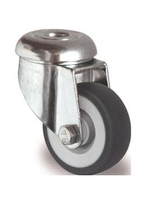 Tecwerk, M&ouml;belrollen, Lenkrolle Rad-&Oslash; 50 mm Tragf&auml;higkeit 50 kg mit R&uuml;ckenloch Gleitlager Gummi grau