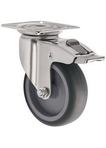 Tecwerk, M&ouml;belrollen, Lenkrolle mit Totalfeststeller Rad-&Oslash; 100 mm Tragf&auml;higkeit 100 kg mit Anschraubplatte Gleitlager G...
