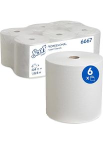 Kimberly-Clark Scott handdoeken op rol 6667 - 6 x 304 m witte, 1-laags rollen, Haushaltspapier, Weiss