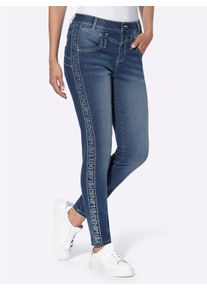 Heine Damen Push-up-Jeans mit Schriftzug seitlich in blue-stone-washed ,Gr&ouml;&szlig;e 34, Witt, 56% Baumwolle, 19% Polyester, 14% Lyocell, 10% Viskose, 1% Elasthan