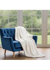Douceur d'int&eacute;rieur Douceur D'int&eacute;rieur, Decke, Elegante kuschelige Sofadecke, 180 x 220 cm, Weiss (180 x 220 cm)