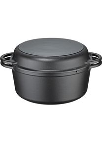 K&uuml;chenprofi K&uuml;chenprofi Ge&euml;mailleerde gietijzeren braadpan voor barbecue, vuurschaal en alle warmtebronnen met grilldeksel, Pfanne + Kochtopf, Schwarz