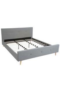 Polsterbett HWC-J98, Bett Doppelbett Bettgestell mit Lattenrost, Massivholz ~ 180x200cm grau