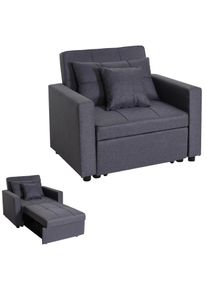 Schlafsessel HWC-L90, Klappsessel Schlafsofa G&auml;stebett Relaxsessel, Liegefl&auml;che 197x103cm Stoff/Textil ~ dunkelgrau