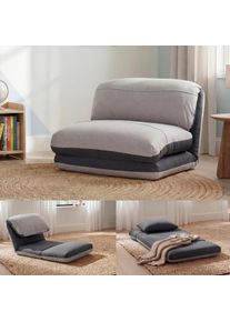 Schlafsessel HWC-E68, Schlafsofa Funktionssessel Klappsessel Relaxsessel, Stoff/Textil ~ dunkelgrau/hellgrau