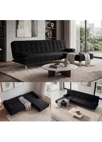 Schlafsofa HWC-K22, Couch Ecksofa Sofa, Liegefl&auml;che links/rechts Schlaffunktion 236cm ~ Samt schwarz