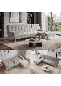 Schlafsofa HWC-K22, Couch Ecksofa Sofa, Liegefl&auml;che links/rechts Schlaffunktion 236cm ~ Samt grau