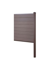 WPC-Sichtschutz Sarthe, Zaun Windschutz, WPC-Pfosten zum Einbetonieren ~ Erweiterungselement schmal, 98cm braun