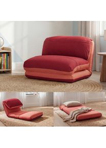 Schlafsessel HWC-E68, Schlafsofa Funktionssessel Klappsessel Relaxsessel, Stoff/Textil ~ orange/dunkelrot