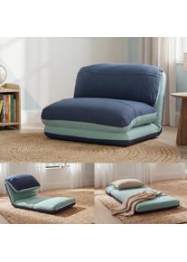 Schlafsessel HWC-E68, Schlafsofa Funktionssessel Klappsessel Relaxsessel, Stoff/Textil ~ hellblau/dunkelblau