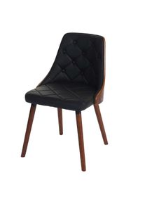 Einzelst&uuml;ck | Esszimmerstuhl HWC-A75, Besucherstuhl K&uuml;chenstuhl, Walnuss-Optik Bugholz MVG-zertifiziert ~ Kunstleder schwarz