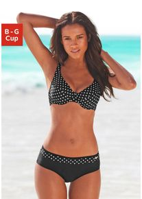 B&uuml;gel-Bikini Lascana, Damen, Gr. 46, Cup C, schwarz-wei&szlig; (schwarz, wei&szlig;), Polyamid, gepunktet, Bikini-Sets B&uuml;gel-Bikini, mit modischen Punkten