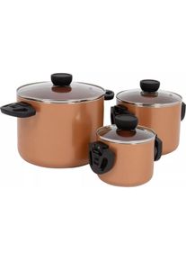 Bo-Camp BO -CAMP - Industrial - Pan Set - Slauson - Compact 3 - 3 -St&uuml;ck - Aluminium - Induktion, Pfanne + Kochtopf, Bronze