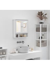 kleankin Bathroom Wall Cabinet with Mirror Door, White Storage Unit for Toiletries, 56L x 13W x 58H cm, White | Aosom Ireland