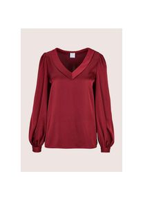 Madeleine Mode MADELEINE, Damen, Langarmbluse &raquo;Satinbluse Elegante Bluse mit V-Ausschnitt&laquo;, portwein, 36, portwein, Feminine Passform, L&auml;nge 64 cm