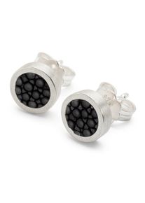 Fischleder Store Ohrstecker Silber-Rochenleder Schwarz