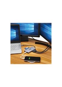 TRIPP LITE Eaton Series USB-C Dock Dual Display - 4K 60 Hz HDMI USB 3.2 Gen 1 USB-A Hub GbE Memory Card 100W PD Charging Gray