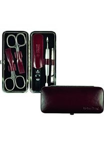 Pfeilring, Nagelpflegeger&auml;t, Manicure Pouch Cowhide Leather Burgundy 5Piece Manicure Multicolor One Size