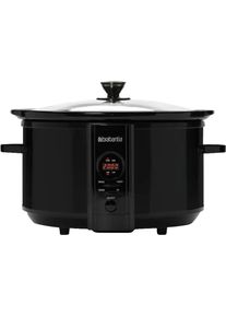 Brabantia Slowcooker - 6.5 Liter - 320 Watt - Warmhoudfunctie - Keramische Binnenpan -, Dampfgarer + Reiskocher, Schwarz