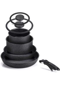 Moneta Etnea Minispace Kochgeschirr-Set (7-teilig), Pfanne + Kochtopf, Schwarz