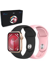 Extralink Lifestyle Smartwatch F89 Gold + Rosafarbenes/Schwarzes Armband, Smartwatch