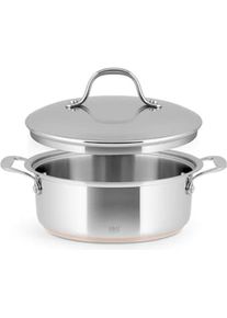 Hager HH Stainless Steel and Copper Casserole Low 2 Handles 22 cm with Lid, Pfanne + Kochtopf, Grau