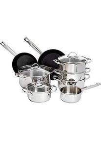 Amazon Induktionskochgeschirrset aus Edelstahl, Pfanne + Kochtopf, Silber