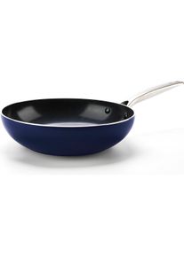 Blue Diamond Wok - 28 CM - 3-7L - Blauw - Inductie -anti-aanbak - PFAS-vrij, Pfanne + Kochtopf, Blau