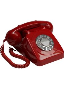 GPO Retro-Telefon mit W&auml;hlscheibe, Telefon, Rot