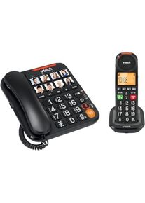 Vtech Schnurtelefon mit grossen Tasten und Anrufbeantworter, Telefon, Schwarz