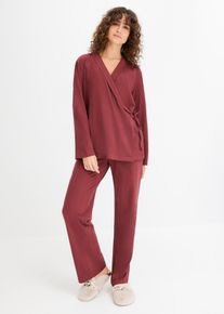 Pyjama &agrave; col ch&acirc;le en coton doux - rouge - taille 46/48 (L) - 100% coton - bonprix