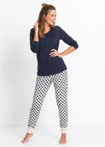 Pyjama coton - bleu - taille 38/40 (S) avec coton - bonprix