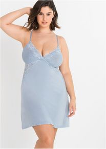 Neglisj&eacute; i viskose, bl&aring;, st&oslash;rrelse 44/46 (L), bonprix