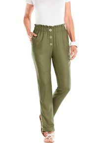 Dames Comfortbroek met vaste pijpomslag olijf Maat 42