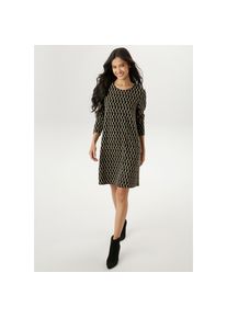 Aniston SELECTED, Damen, Jerseykleid in leichter A-Linien-Form, schwarz-beige, N-Gr, 40 -N-Gr, schwarz-beige, Damenkleid mit grafischer Retro-