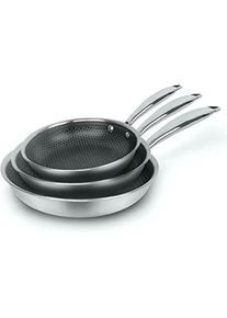 Qdesign 3-teiliges Induktionskochset mit Antihaftbeschichtung, sp&uuml;lmaschinenfest und ofenfest, Pfanne + Kochtopf, Schwarz, Silber