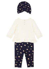Maglia + leggings + berrettino da neonato (set 3 pezzi) in cotone biologico, Bianco, Taglia 68/74, bonprix