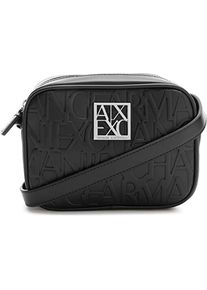 Armani Exchange Essentielle ovale Lettering Metall Logo Etui mit verstellbarer Schulterriem und Binnentasche (Kamera Etui), Kameratasche, Schwarz