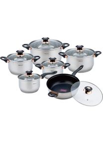 Kinghoff 1767 - Pannenset - 12 delig - hoogwaardig RVS - Thermische bodem, Pfanne + Kochtopf, Silber
