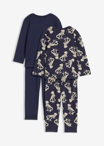 bonprix Pyžamo (4-dielne) z m&auml;kkej bavlny, modr&aacute;, 152/158
