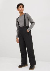 bonprix Pantaloni funcționali impermeabili cu bretele și căptușeală călduroasă, negru, 140