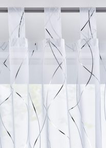 bonprix Firana z połyskującym nadrukiem z poliestrem z recyklingu (1 szt.), biały, Wys./szer. 145/140 cm