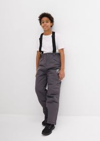 bonprix Wodoodporne spodnie narciarskie na szelkach, z ciepłą podszewką, szary, 170