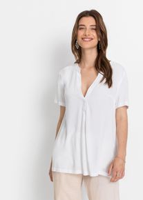 bonprix Długa tunika ze zr&oacute;wnoważonej wiskozy, biały, 40